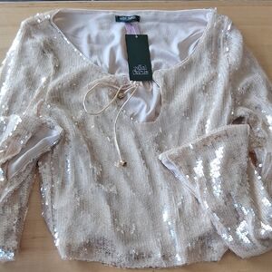 Wild Fable Cream Sequin Women's Top